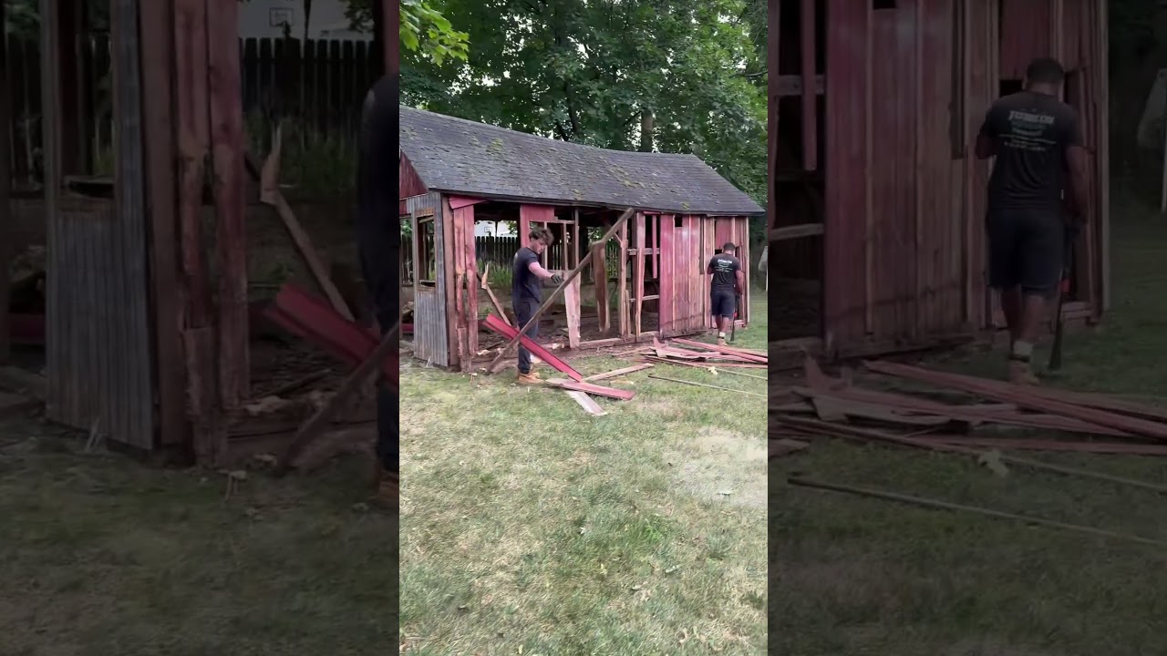 Junkin Irishman tears down a 10x20 shed in Roxbury, NJ! Expert shed, pool, deck demo & junk removal