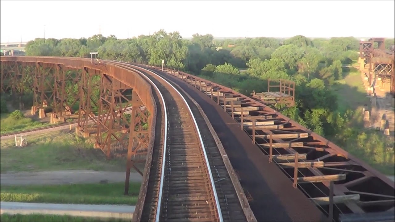 Amtrak's Texas Eagle - REAR VIEW - Approach & Crossing Mississippi River into St. Louis