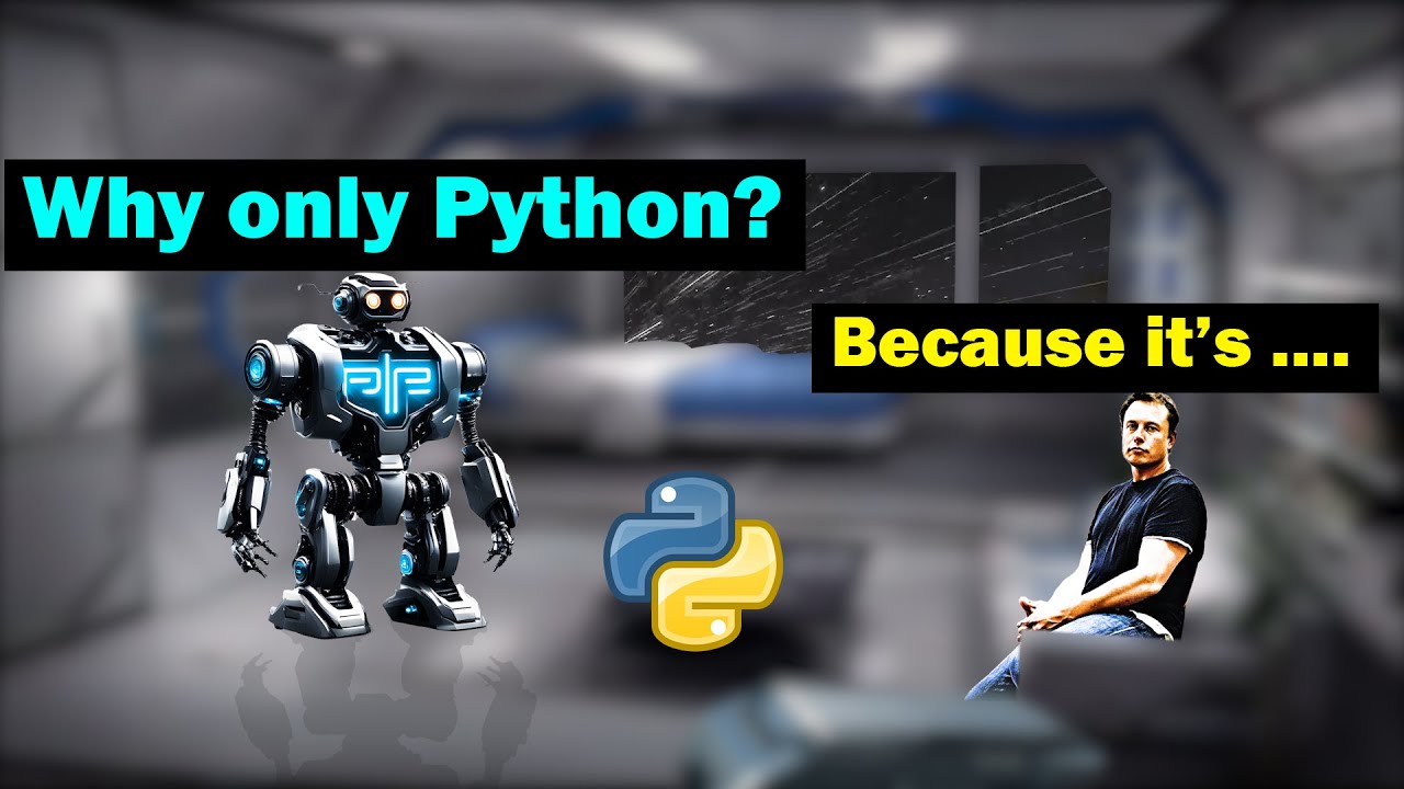 Elon Musk and a robot on Python for AI