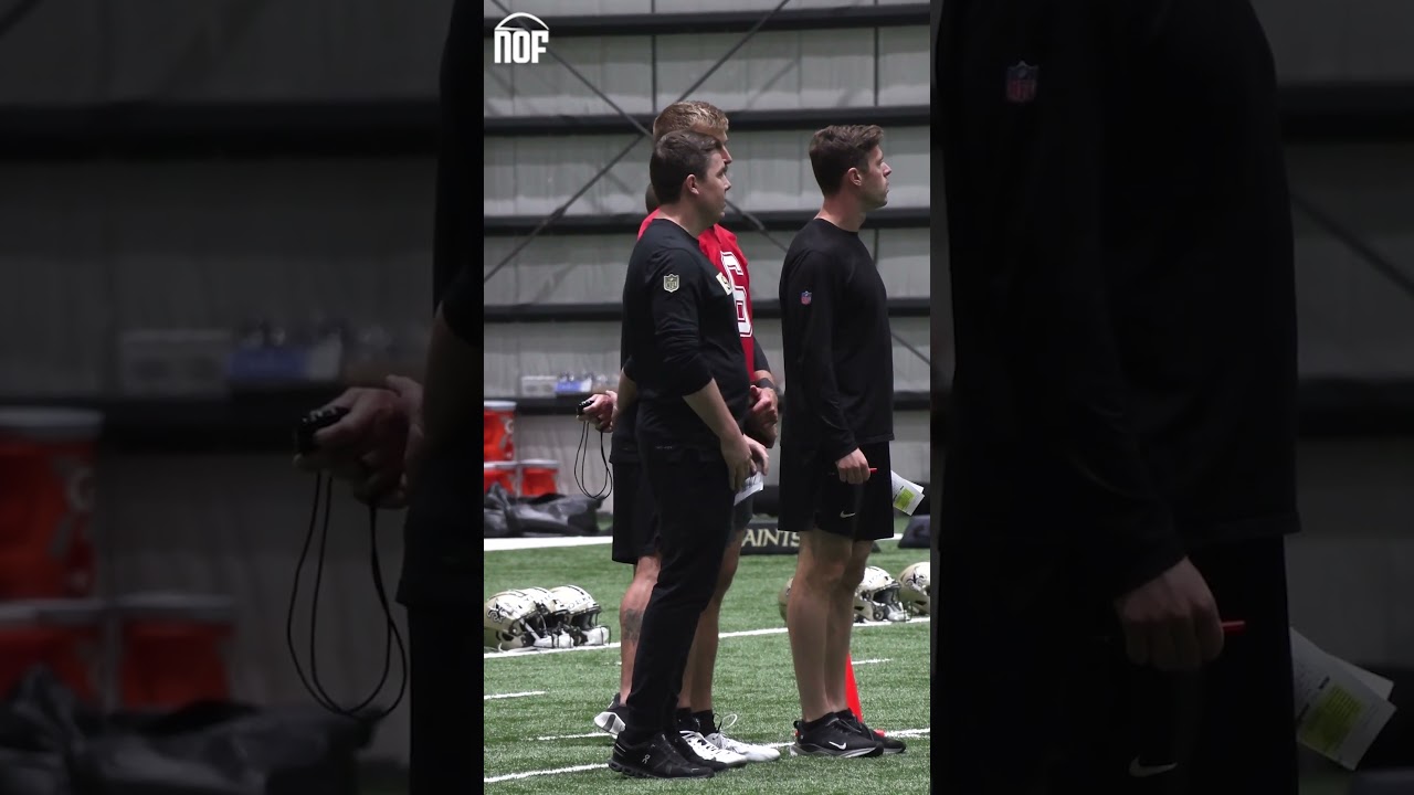 New Saints HC Kellen Moore and rookie QB Tyler Shough 