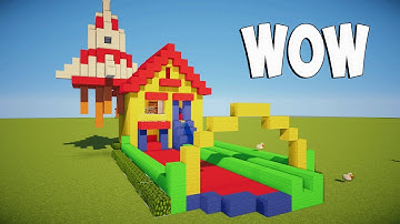 Minecraft Tutorial: How To Make A Bouncy House And Water Slide! How to make a cartoon house