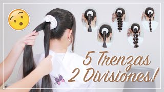 5 TRENZAS FACILES DE SOLO 2 DIVISIONES DE CABELLO! | Chikas Chic