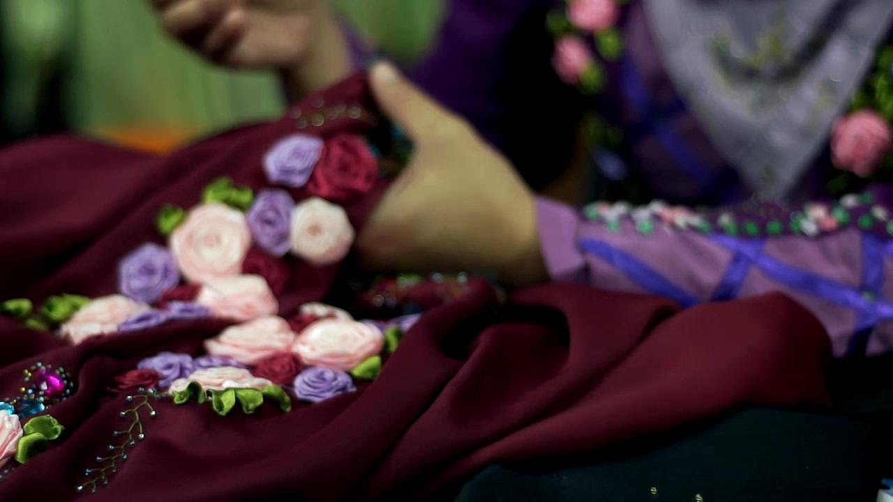 Sulaman Riben Teknik Sulaman Riben - Idea Corak Rekaan Riben Terkini - YouTube