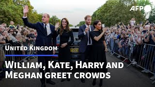 Prince William, Prince Harry, Meghan and Kate greet crowds at Windsor Castle | AFP