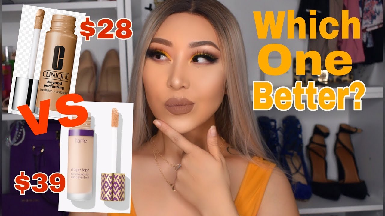 Tarte Shape Tape Foundation VS Clinique Beyond Perfecting Foundation ...