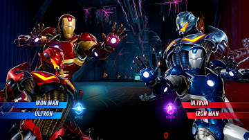 Iron Man & Red Ultron vs Ultron & Blue Ultron (Very Hard) - Marvel vs Capcom | 4K UHD Gameplay
