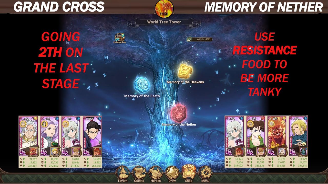 GRAND CROSS || WORLD TREE || MEMORY OF NETHER CLEAR FINAL STAGE GOING 2TH WITH RESISTANCE FOOD!!!