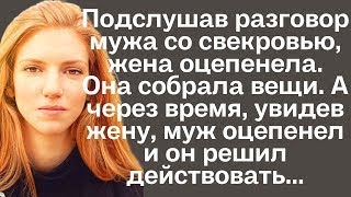 Подслушав разговор мужа со свекровью, жена оцепенела. Она собрала вещи. А через время, увидев жену..