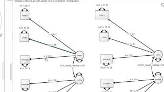 SEM Model for separate groups, comparing structural and measurement invariance