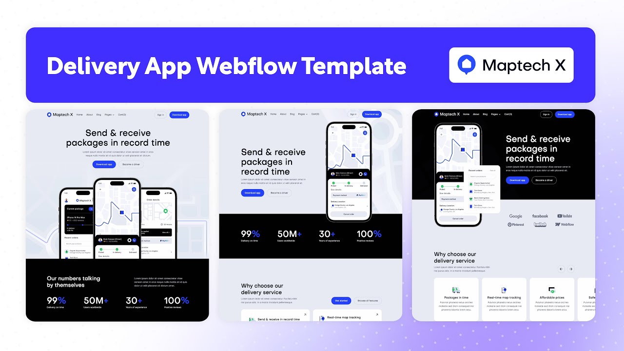 Transport App Website Template | MapTech X - BRIX Templates
