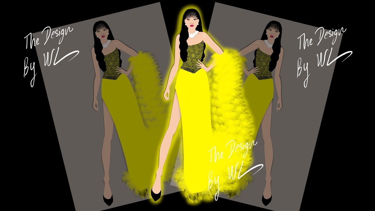 Episode 575: Today design gorgeous in black-yellow dress 
