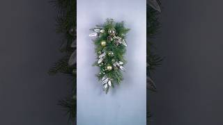 Christmas Wreath for Front Door | Silver Champagne Teardrop Swag, Elegant Holiday Door Decor