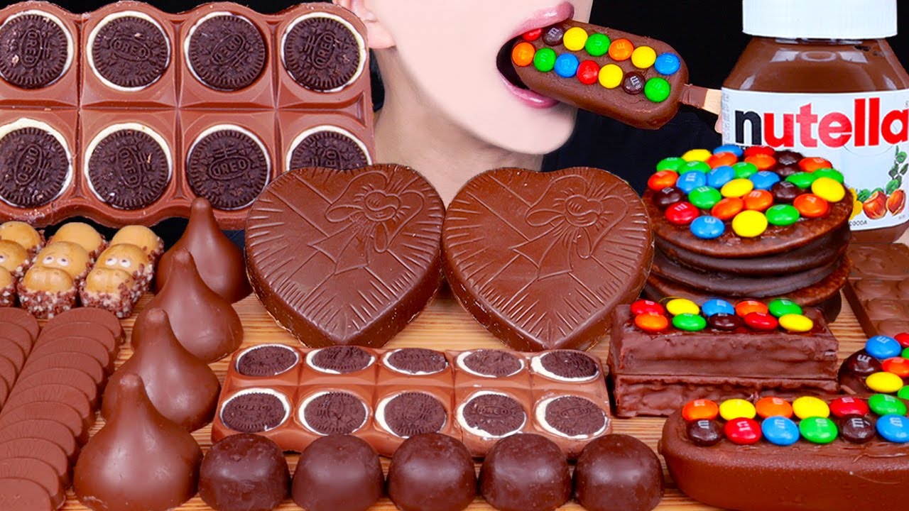 ASMR OREO KISSES KINDER M&M'S MAGNUM CHOCOLATE ICE CREAM NUTELLA TWIX DESSERT MUKBANG먹방EATING SOUNDS