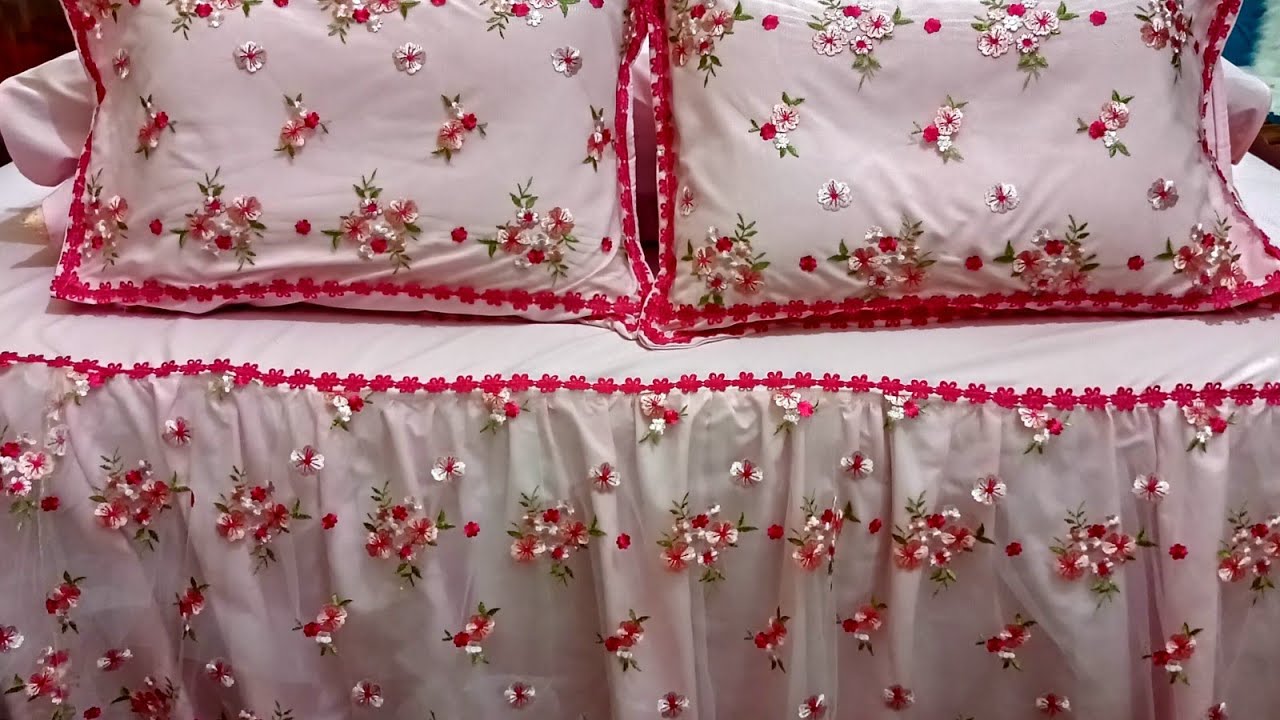 طريقة قص طقم سرير التل المطرز ولا اروع بطريقه سهله وبسيطه للمبتدئين،