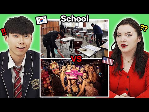 Things that ONLY exist in American VS Korean Schools I Korean & American Teeanagers Reactio