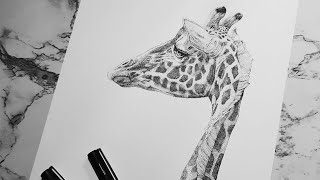 Details Pointillism - Drawing using DOTS! | Giraffe Timelapse | Guide