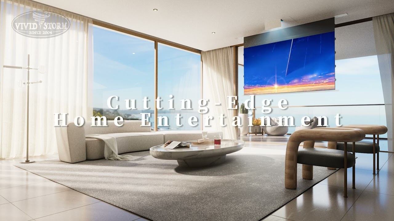 VIVIDSTORM — встраиваемый в потолок домашний кинотеатр, полностью скрытое решение с моторизованны...