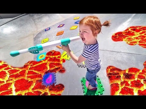 Lava Monster Prison Escape! The Floor is Lava Challenge (new game in backyard skatepark)