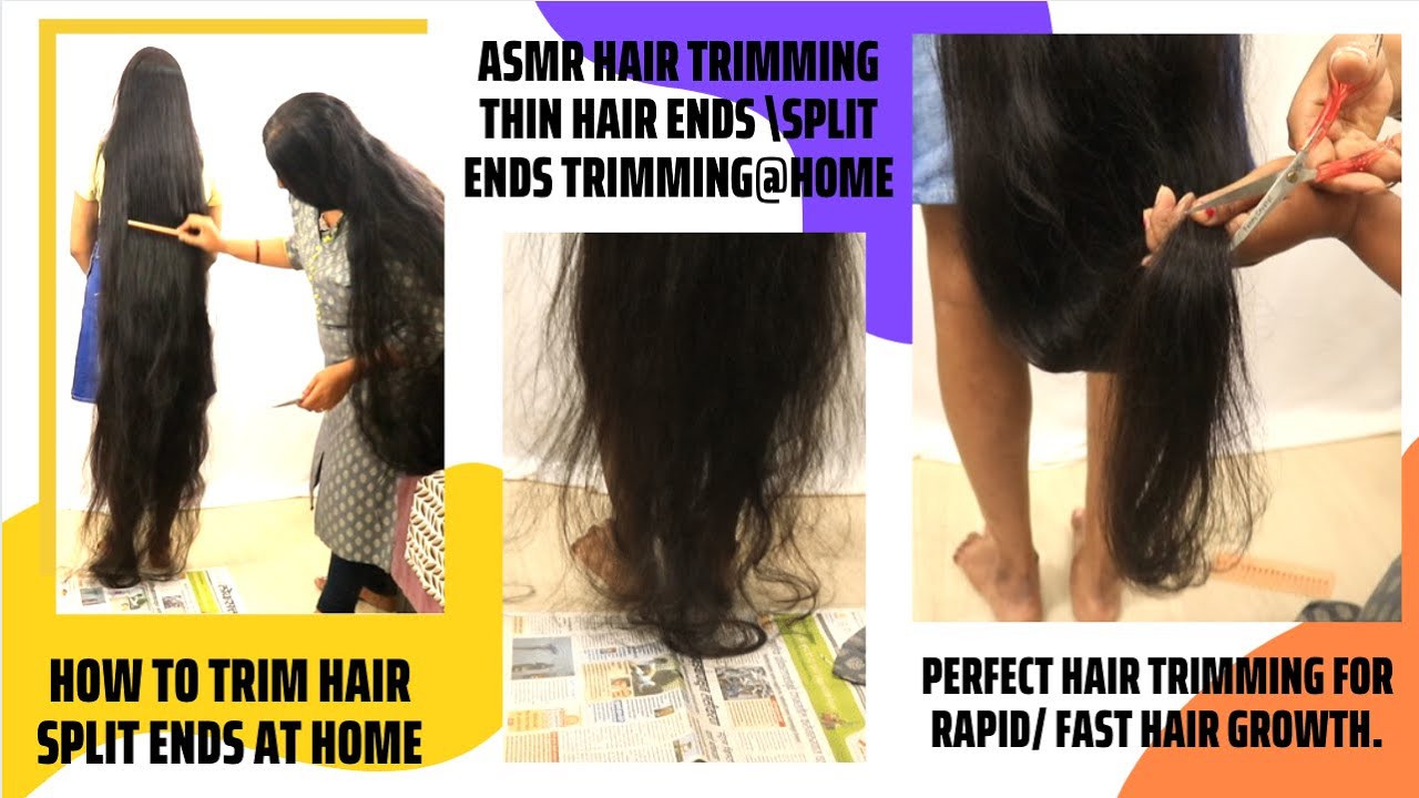ASMR Hair Trimming How to Trim Hair Split Ends At Home Perfect Hair
