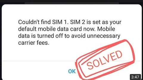 Could not find sim 2 .Sim 1 is set as your default mobile data card now. Fix MiUi