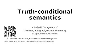 CBS3950 (Pragmatics): Truth-conditional semantics