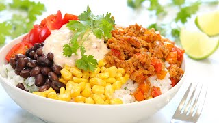 Chipotle Chicken Burrito Bowl | 20 Minute Meal Prep | Healthy + Quick + Easy
