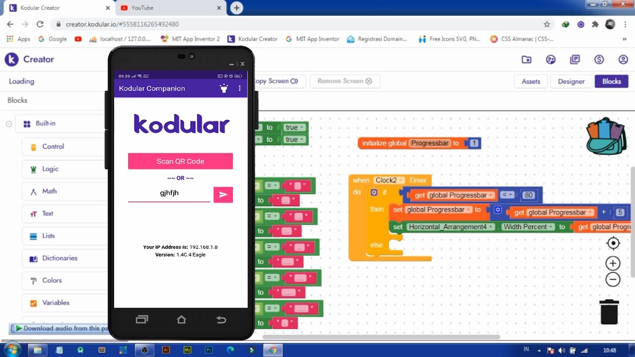 Mengetes  Desain Applikasi  ke HP dengan Kodular Companion