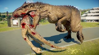 INDOMINUS REX vs INDORAPTOR vs T-REX vs SPINOSAURUS (DINOSAURS BATTLE) - Jurassic World Evolution 2