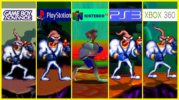 Earthworm Jim GBC vs GBA vs SNES vs PS1 vs N64 vs PS3 vs XBOX 360 (Graphics Comparison) 60fps