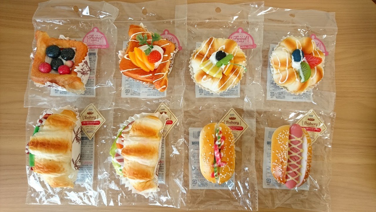 ダイソー購入品 食べ物スクイーズの音フェチ動画 その2 デニッシュ編 Asmr Squishy Squeeze Toy No Talking Youtube