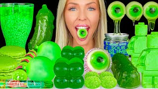 ASMR GREEN DESSERTS MUKBANG, PISTACHIO COOKIE, LEMON LIME SOUR CANDY, APPLE JELLY SLAPS LOLLIPOP 먹방