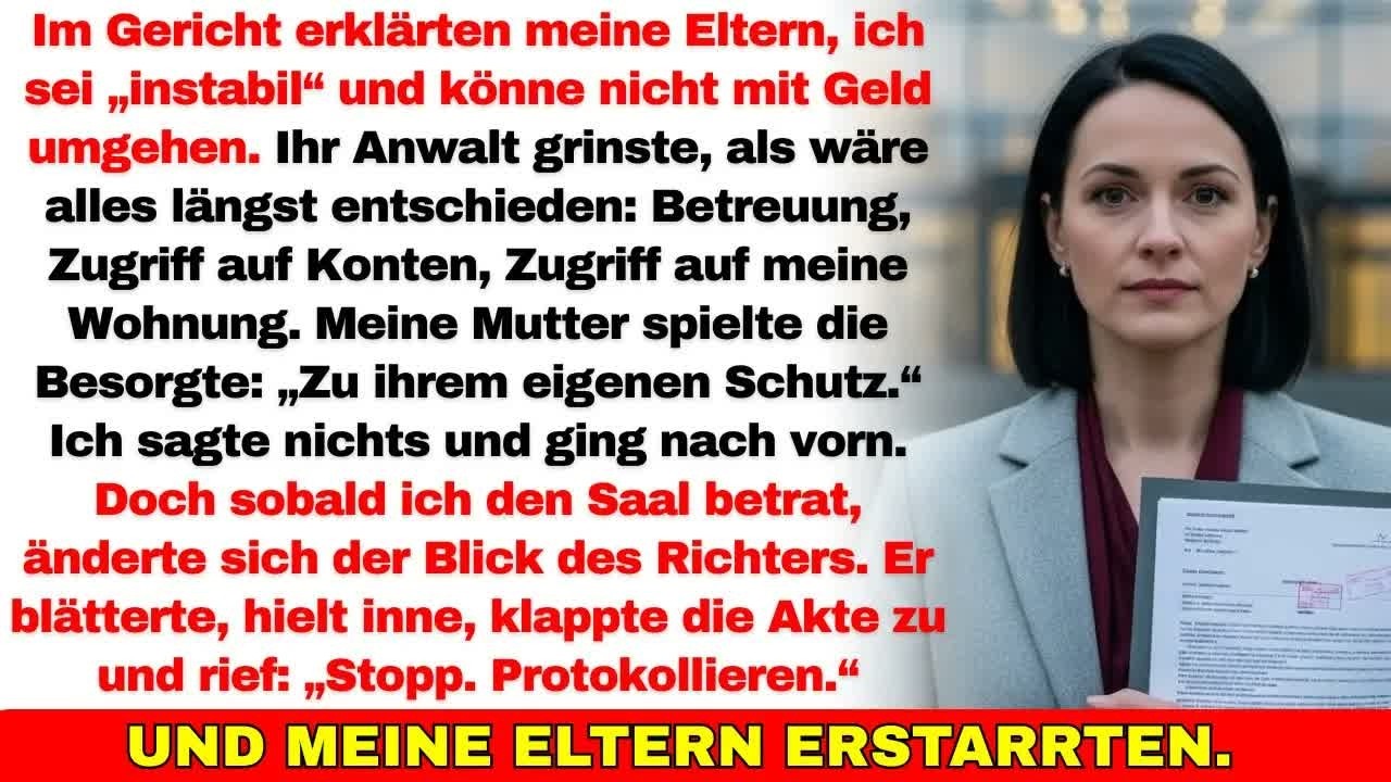 Meine Eltern wollten mich vor Gericht entmündigen—doch als ich den Saal betrat, stoppte der Rich