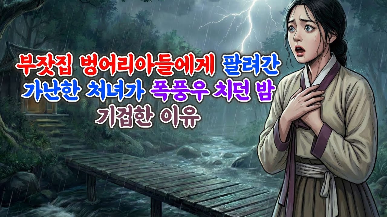 사람설화 | 부잣집 벙어리 아들에게 팔려가듯 시집간 가난한 처녀가 폭풍우 치던 밤 기겁한  이유 | 옛날이야기