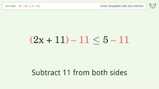 Solving Linear Inequalities: 11-6x is Smaller Than or Equal to 5-8x