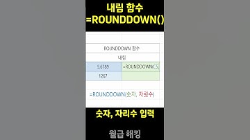 무조건 내림 ROUNDDOWN 함수 (기초함수편) #excel #shorts
