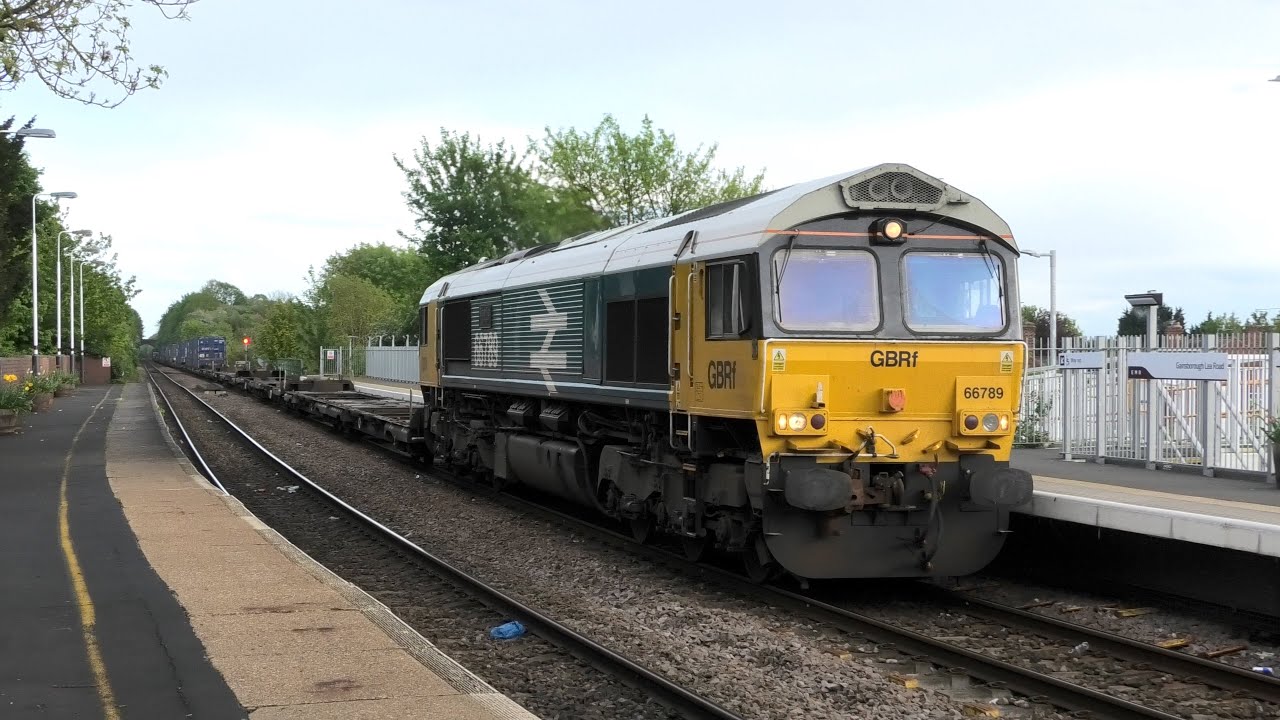 BR Large Logo-liveried 66789 "British Rail 1948-1997" at Gainsborough.