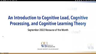 September 2022 Resource of the Month Recording: Cognitive Load Theory & Cognitive Processing