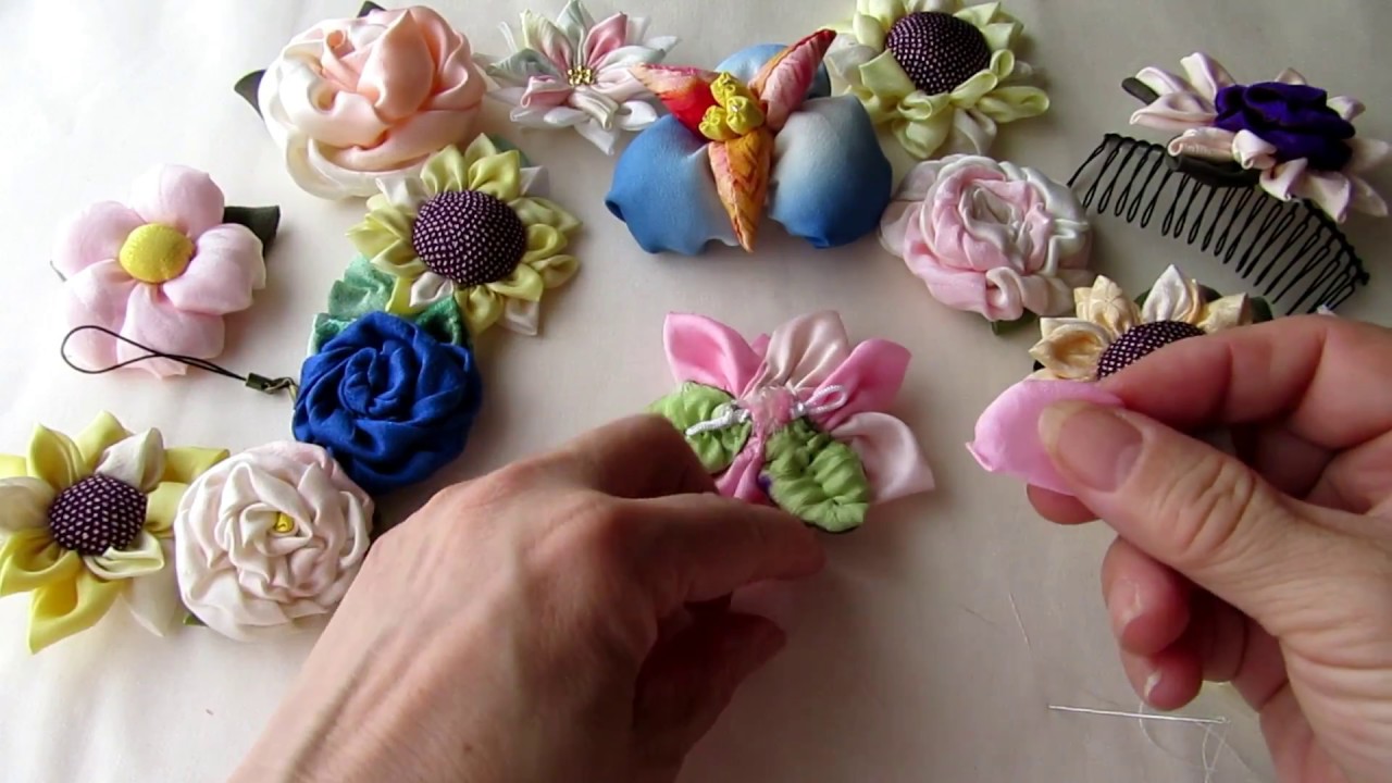 布花 巻きバラの 作り方 How To Make Fabric Rose Tutorial 布あそぼ Youtube