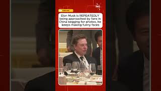 Musk is REPEATEDLY being approached by fans in China begging for photos, he keeps making funny faces