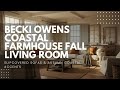 Becki Owens Coastal Farmhouse Fall Living Room: Slipcovered Sofas & Autumn Coastal Accents