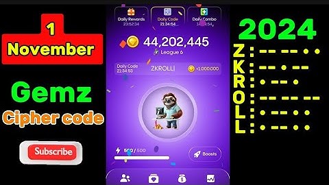 Gemz Cipher code 1 November gemz daily cipher code 1 November Today Gemz Cipher code