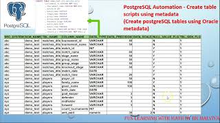 PostgreSQL Automation Create table script using metadata (Create tables using Oracle metadata) #VD31