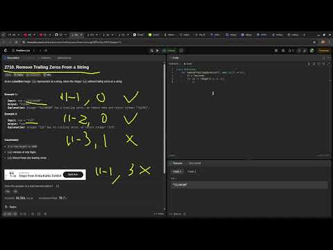 Leetcode easy problem 2710. Remove Trailing Zeros From a String | devops python practice