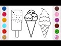 لعب ومرح مع الايس كريم الملون للاطفال / / drawing & coloring ice cream for kids