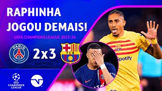 DONNARUMMA FALHA, RAPHINHA DESTRÓI, FAZ GOLAÇO E BARÇA VENCE! PSG 2 X 3 BARCELONA | CHAMPIONS