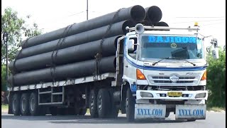 TRUK TANGGUH !!! TRUCK TRAILER MUATAN SUPER BERAT BAWA PIPA BESI, BAJA COIL, PLAT BESI BETON RAKSASA