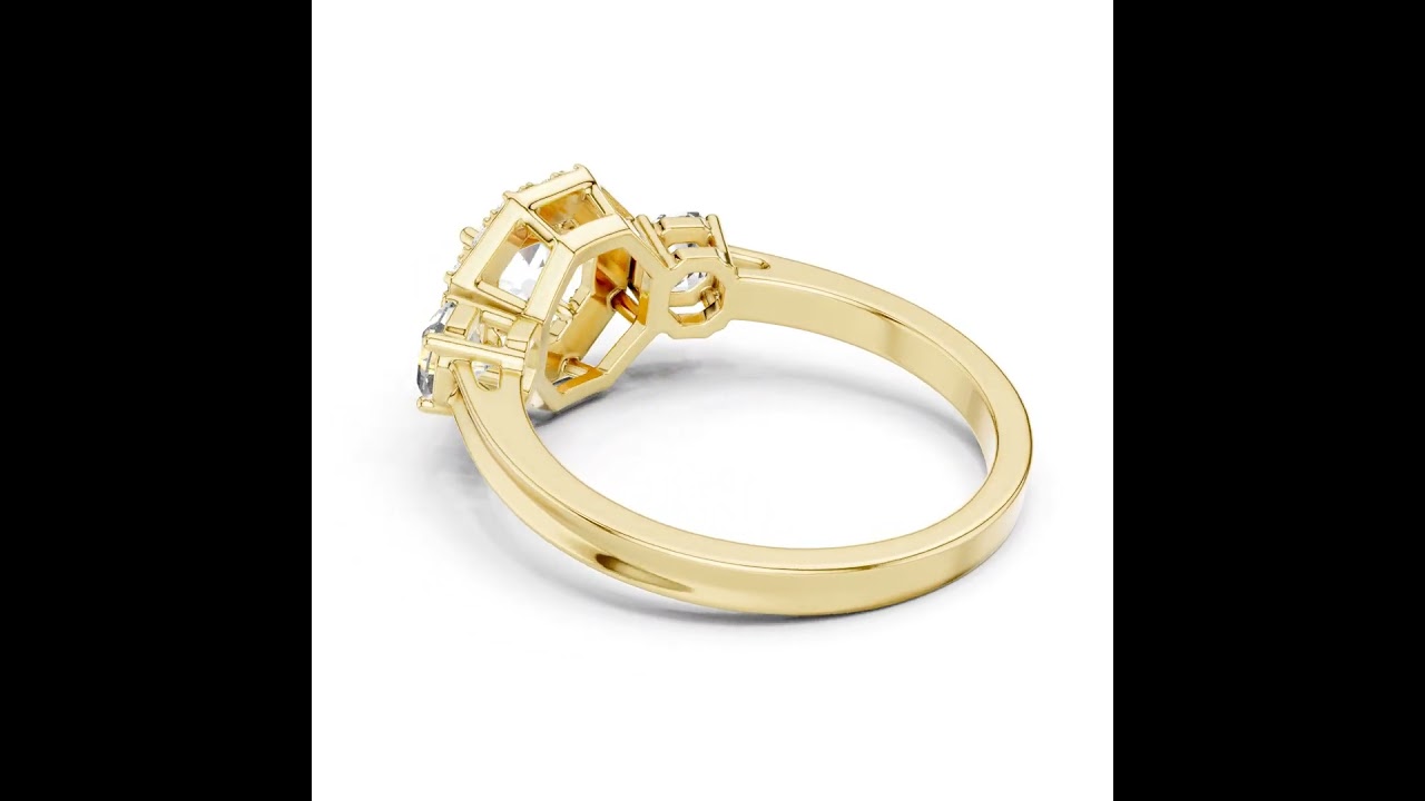 Vintage Inspired Octagonal Halo Trio Ring