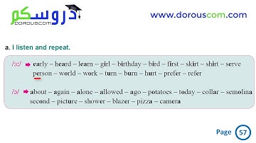 English 3 AM / sequence 2 /2.a.  Pronunciation of the vowel sounds /3:/ and /a/ page 57