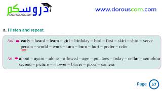 English 3 AM / sequence 2 /2.a.  Pronunciation of the vowel sounds /3:/ and /a/ page 57