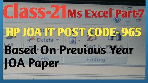 Ms Excel In Hindi Part-7||HP JOA IT Post Code - 965||CLASS-21||MS Excel For JOA IT Preparation.